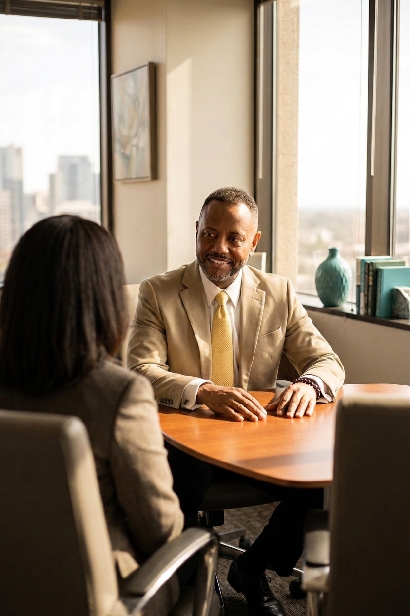A.D. Roberts in a one-on-one coaching conversation