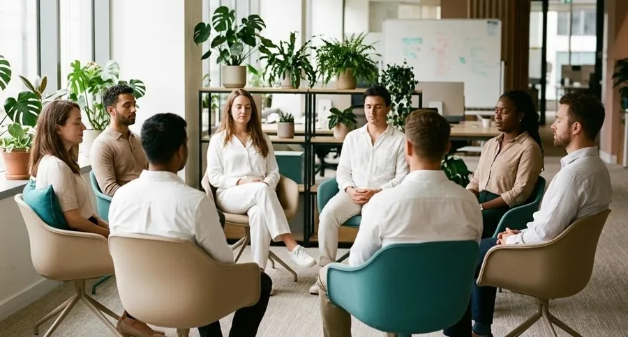 A workshop room set up for a corporate team session