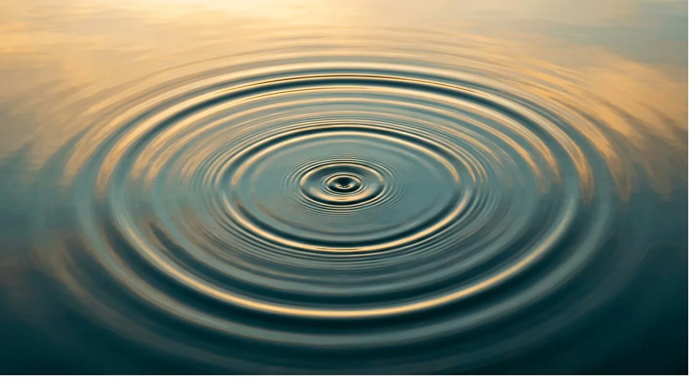 Calm, coherent concentric ripples on still water