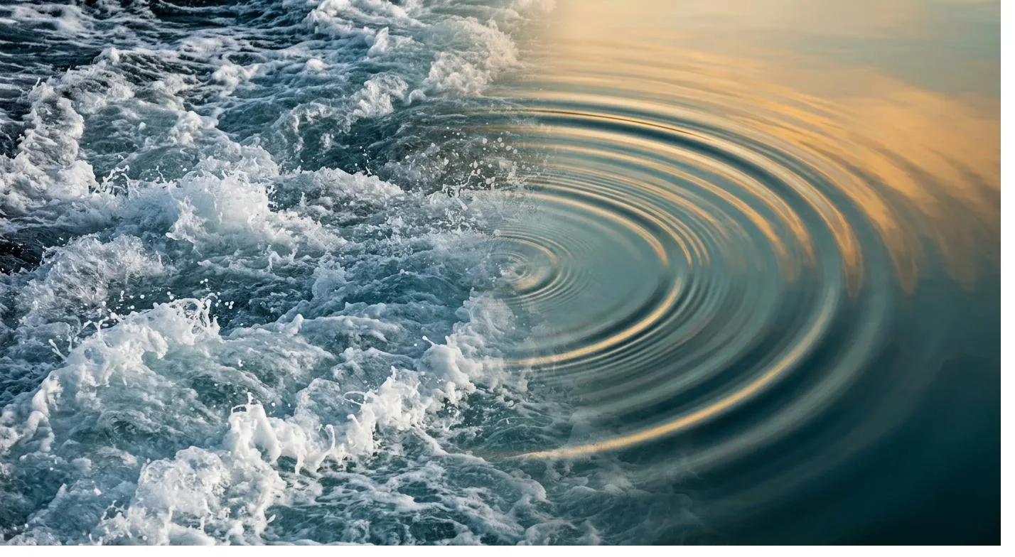 Water transitioning from turbulence to calm